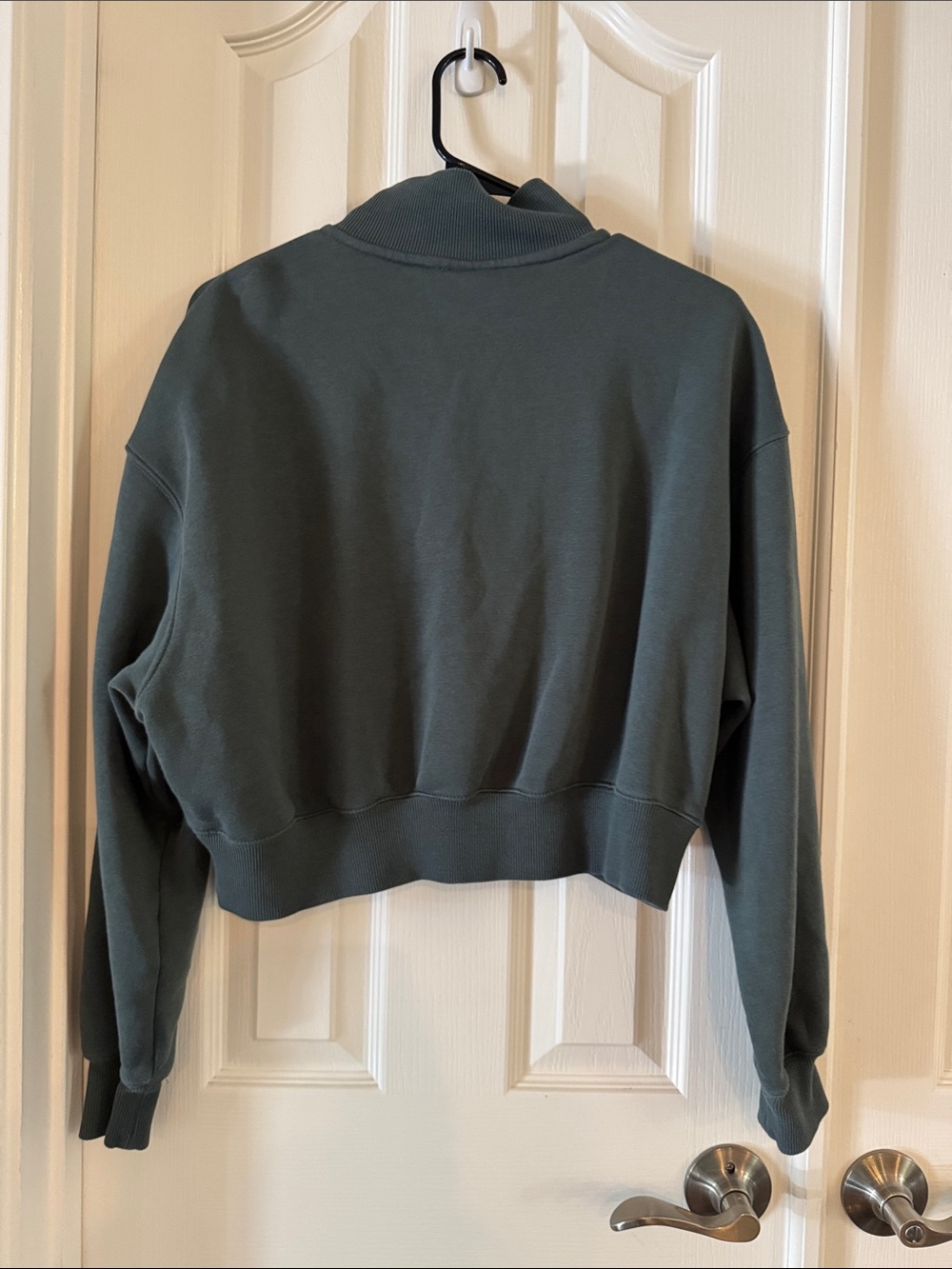 Nike Women's Cropped Quarter-Zip Sweatshirt - Slate Green - Picture 4 of 4
